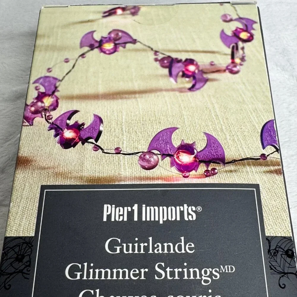 Pier 1 Imports Bat Glimmer Strings Flexible LED Lights 10ft 60 Lights Halloween
